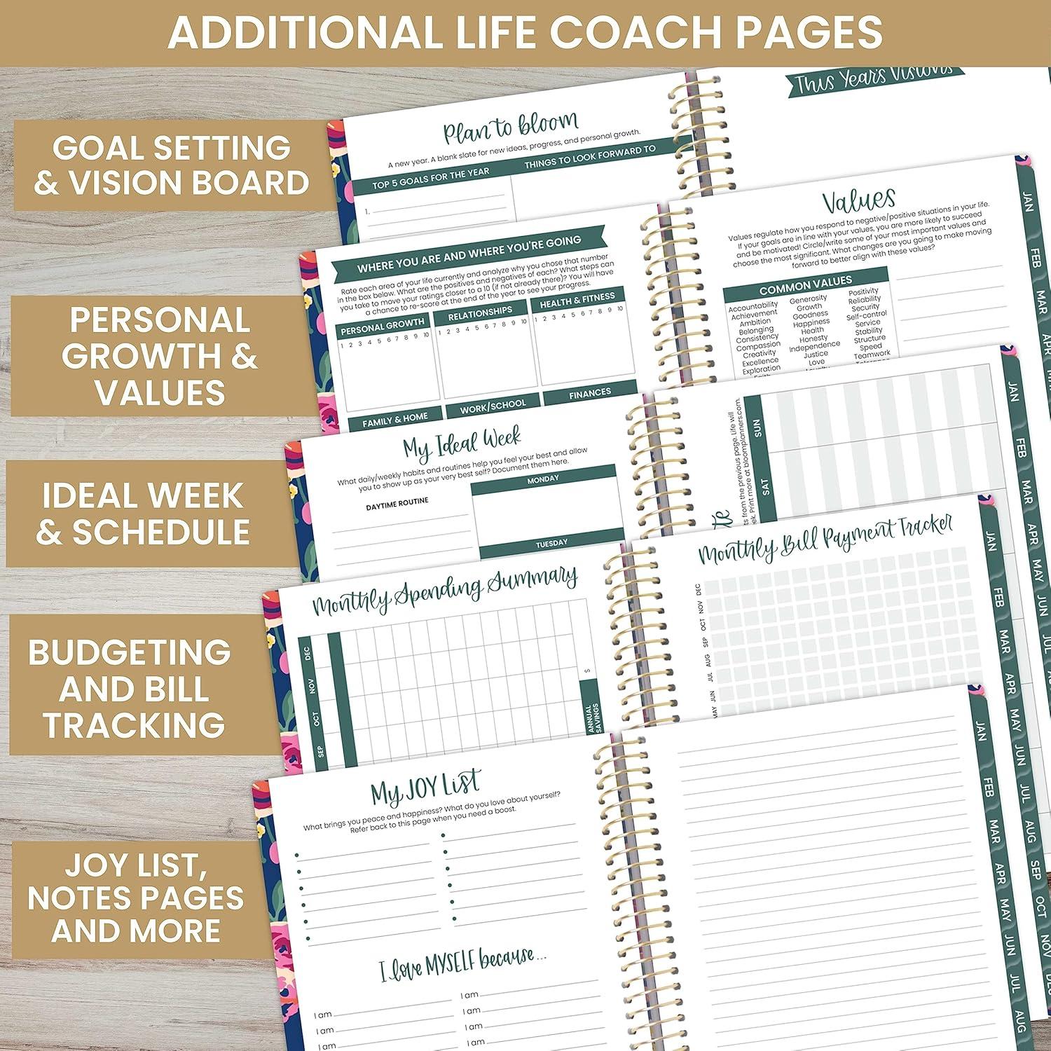 image:imagebloom daily planners UNDATED Weekly amp Monthly Calendar Planner Start Anytime 55 x 825 Earthy Abstract BlueBe Kind
