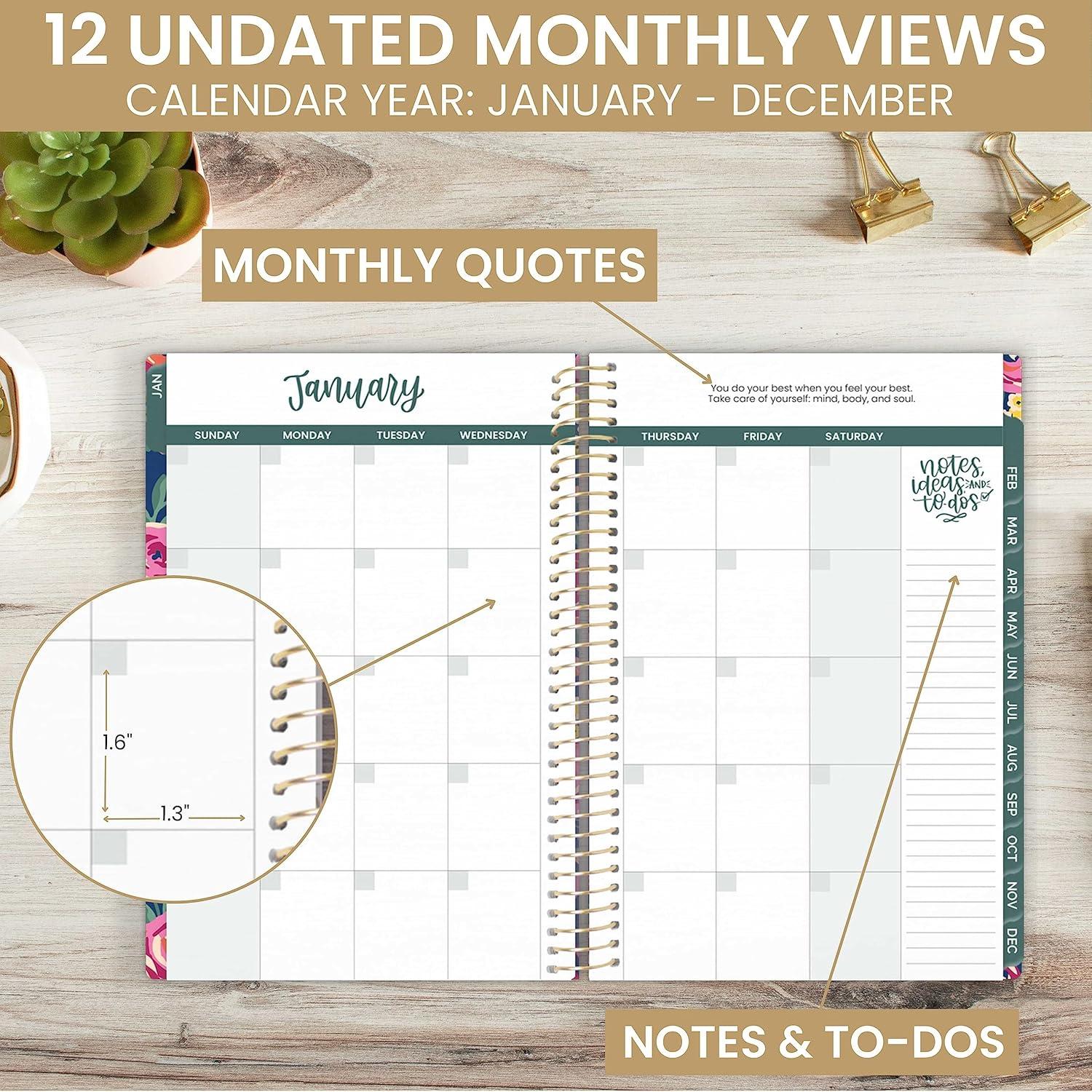 image:imagebloom daily planners UNDATED Weekly amp Monthly Calendar Planner Start Anytime 55 x 825 Earthy Abstract BlueBe Kind