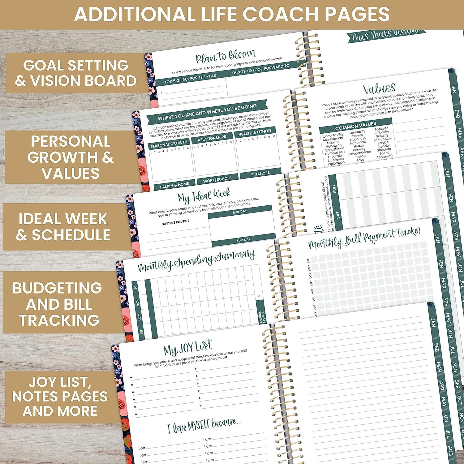 image:imagebloom daily planners UNDATED Weekly amp Monthly Calendar Planner Start Anytime 55 x 825 Earthy Abstract BluePoppy Meadow Blue