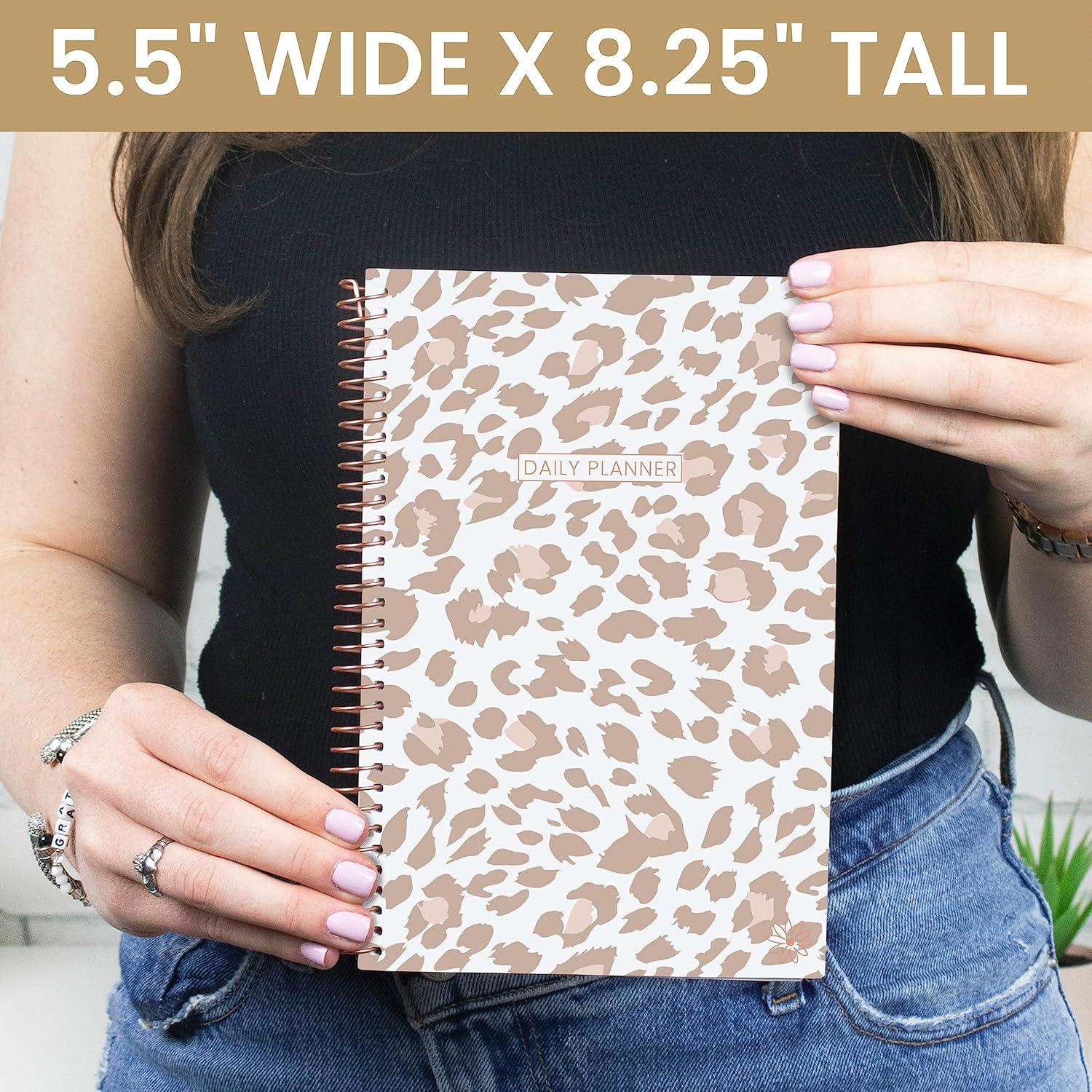 image:imagebloom daily planners UNDATED Weekly amp Monthly Calendar Planner Start Anytime 55 x 825 Earthy Abstract BlueTan Leopard