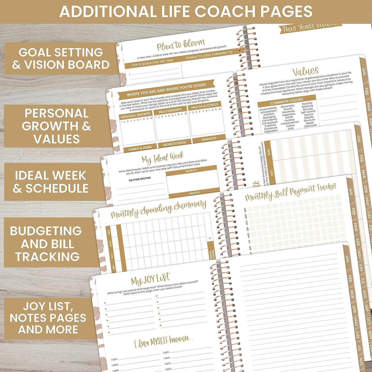 image:imagebloom daily planners UNDATED Weekly amp Monthly Calendar Planner Start Anytime 55 x 825 Earthy Abstract BlueTan Leopard