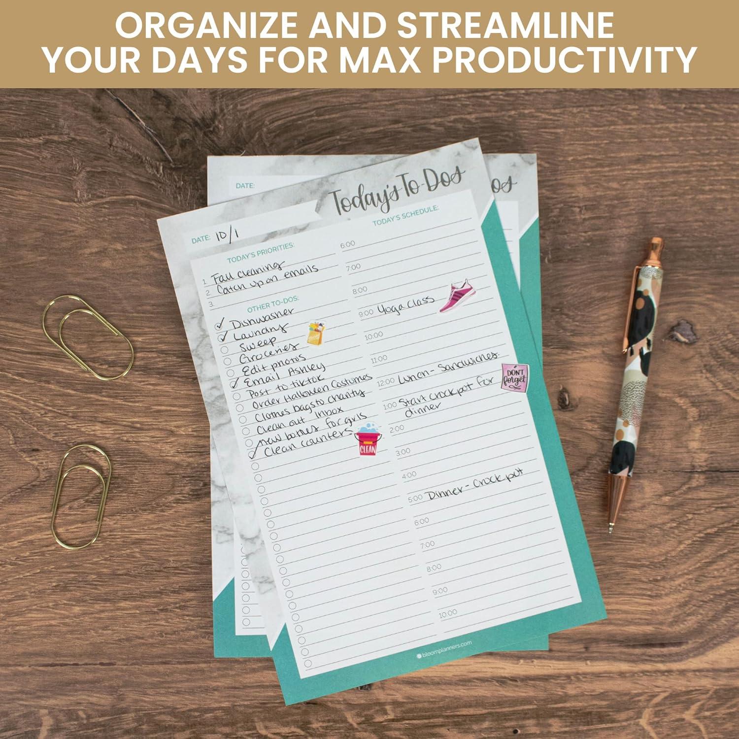 image:imagebloom daily planners Undated Daily Timed toDo List Pad Tear Off Planning Sheets 6 x 9 Color Blocking MarbleColor Blocking Marble