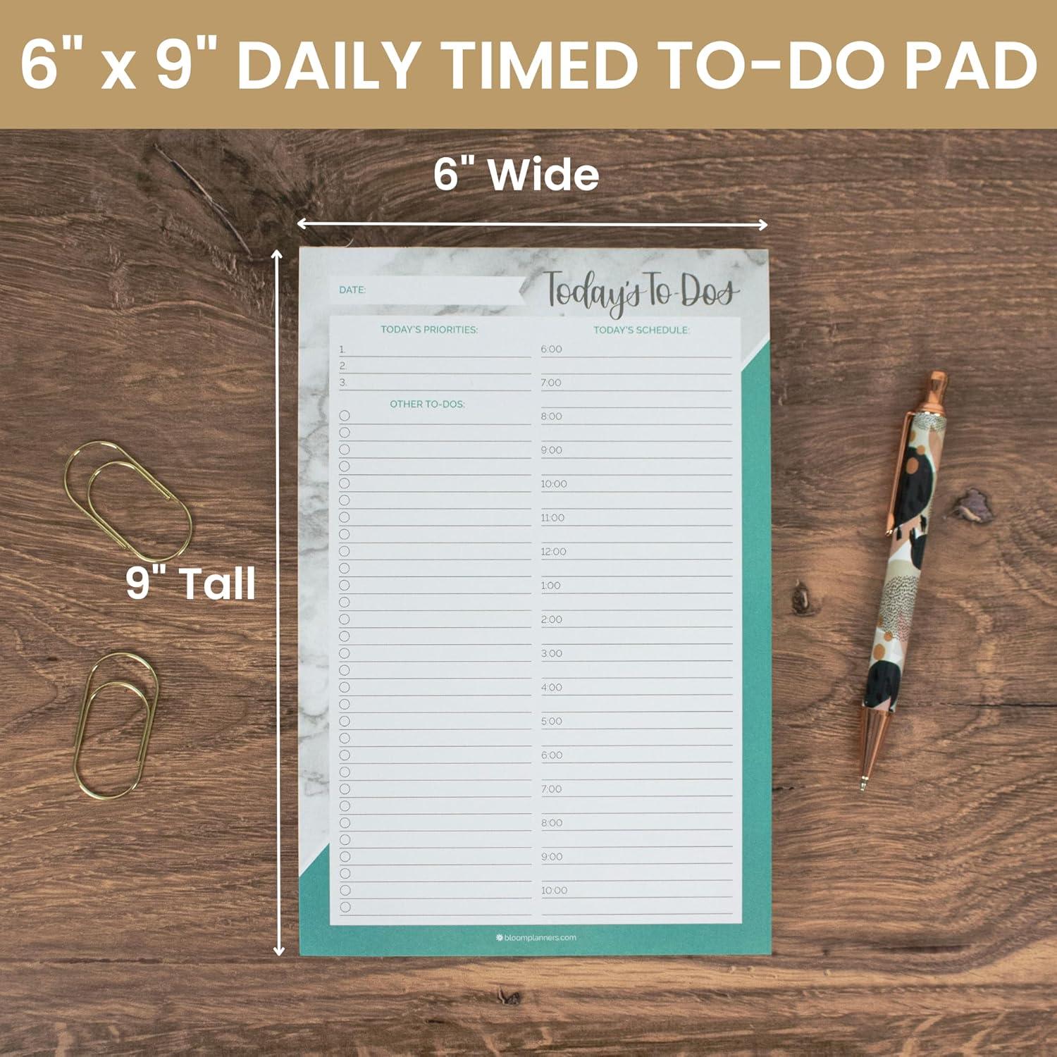image:imagebloom daily planners Undated Daily Timed toDo List Pad Tear Off Planning Sheets 6 x 9 Color Blocking MarbleColor Blocking Marble