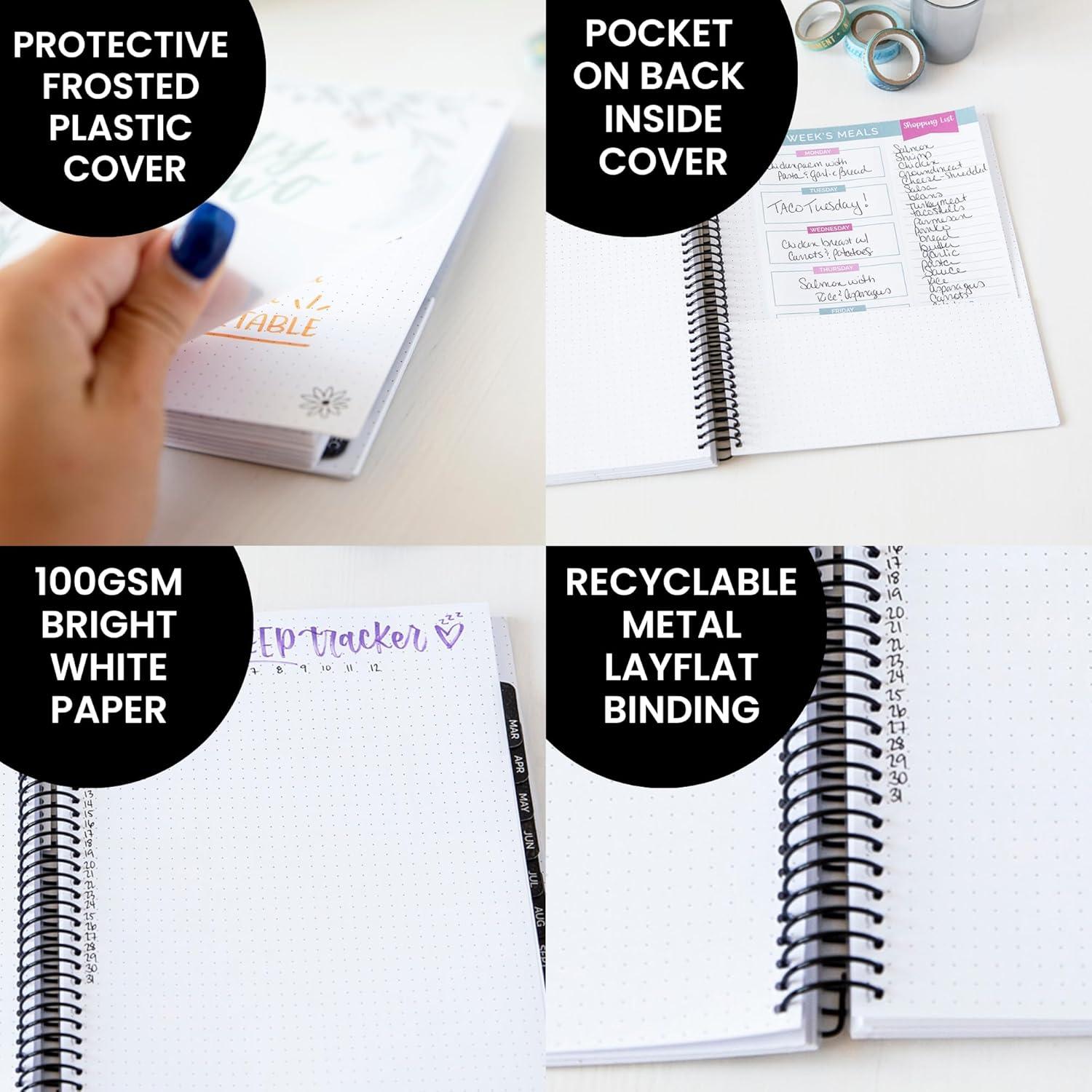 image:imagebloom daily planners Undated Dot Journaling Calendar Planner Essential WeeklyMonthly Grid Style Agenda Book 7 x 9 V2