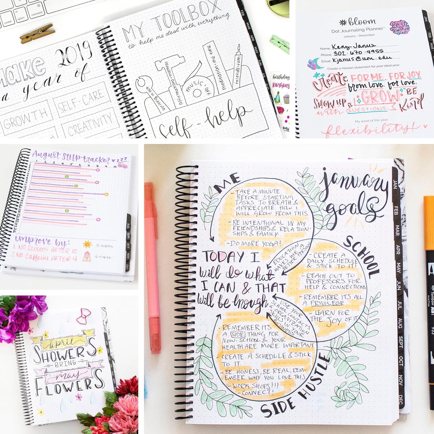 image:imagebloom daily planners Undated Dot Journaling Calendar Planner Essential WeeklyMonthly Grid Style Agenda Book 7 x 9 V2