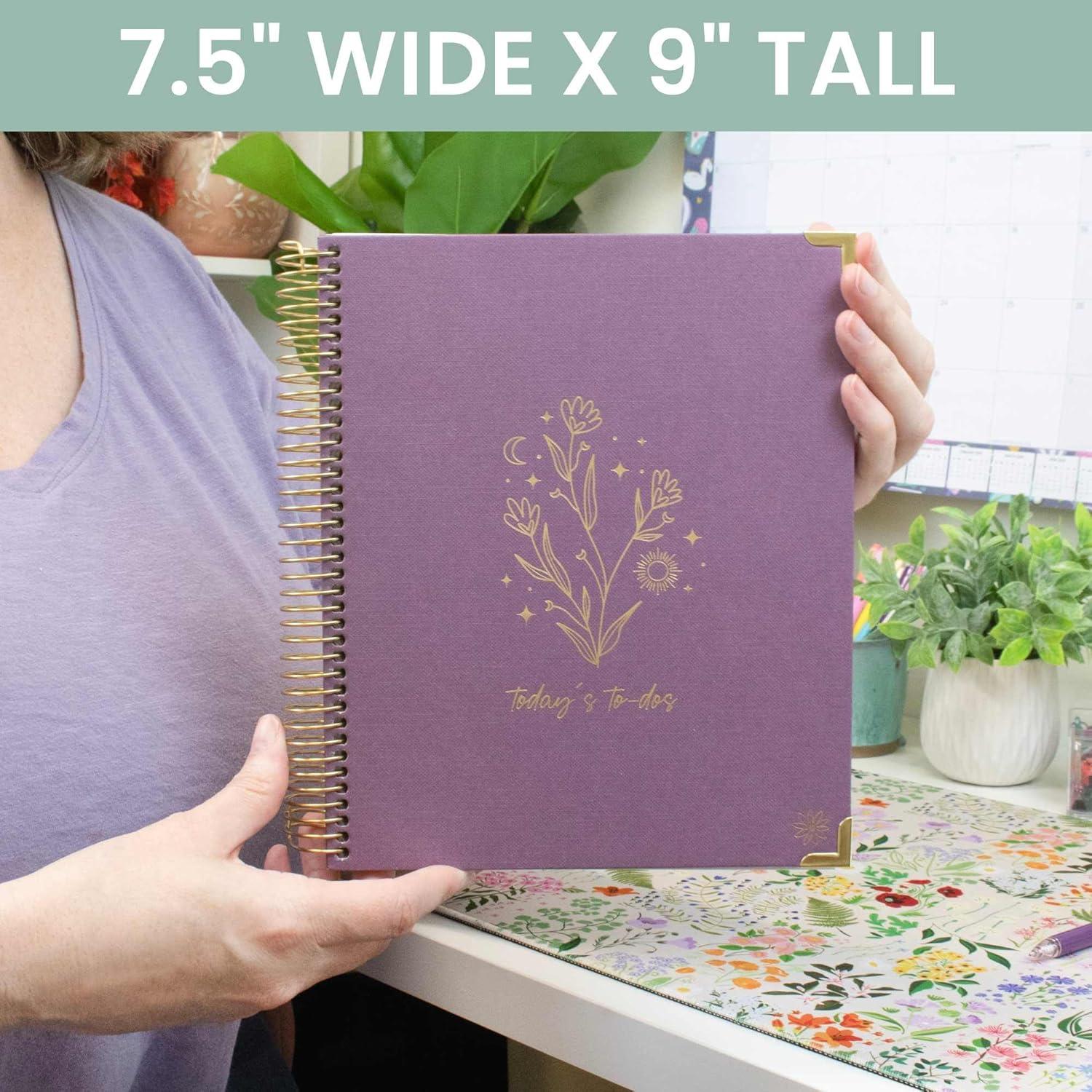 image:imagebloom daily planners Undated ToDo List Planner with Hourly Timed Schedule for Appointments 185 Daily Pages Half Year Hard Cover Page A Day Agenda 7 x 9 Purple Linen