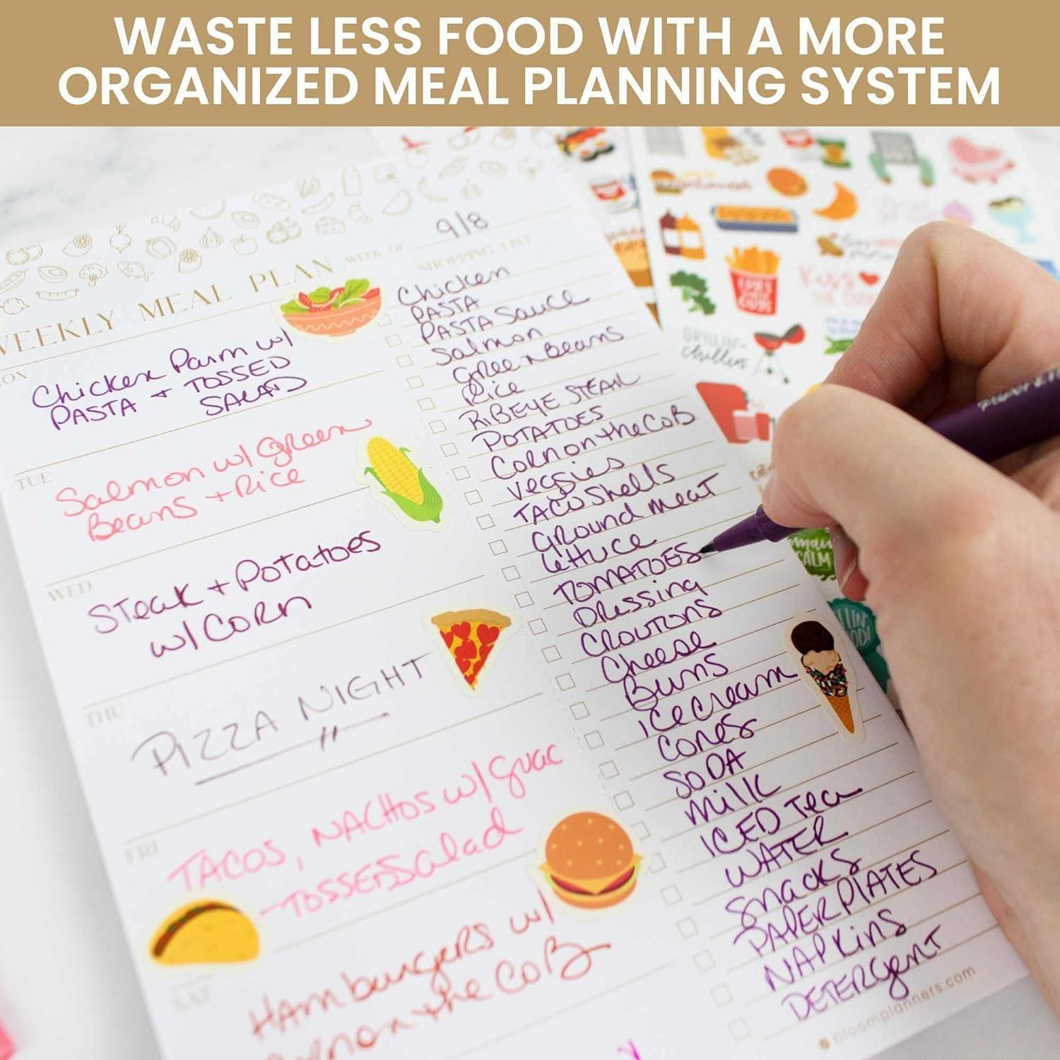 image:imagebloom daily planners Weekly Magnetic Meal Planning Pad for Fridge with TearOff Grocery Shopping List Hanging FoodMenu Organizer Notepad with Magnets 6 x 9 LemonsModern Gold