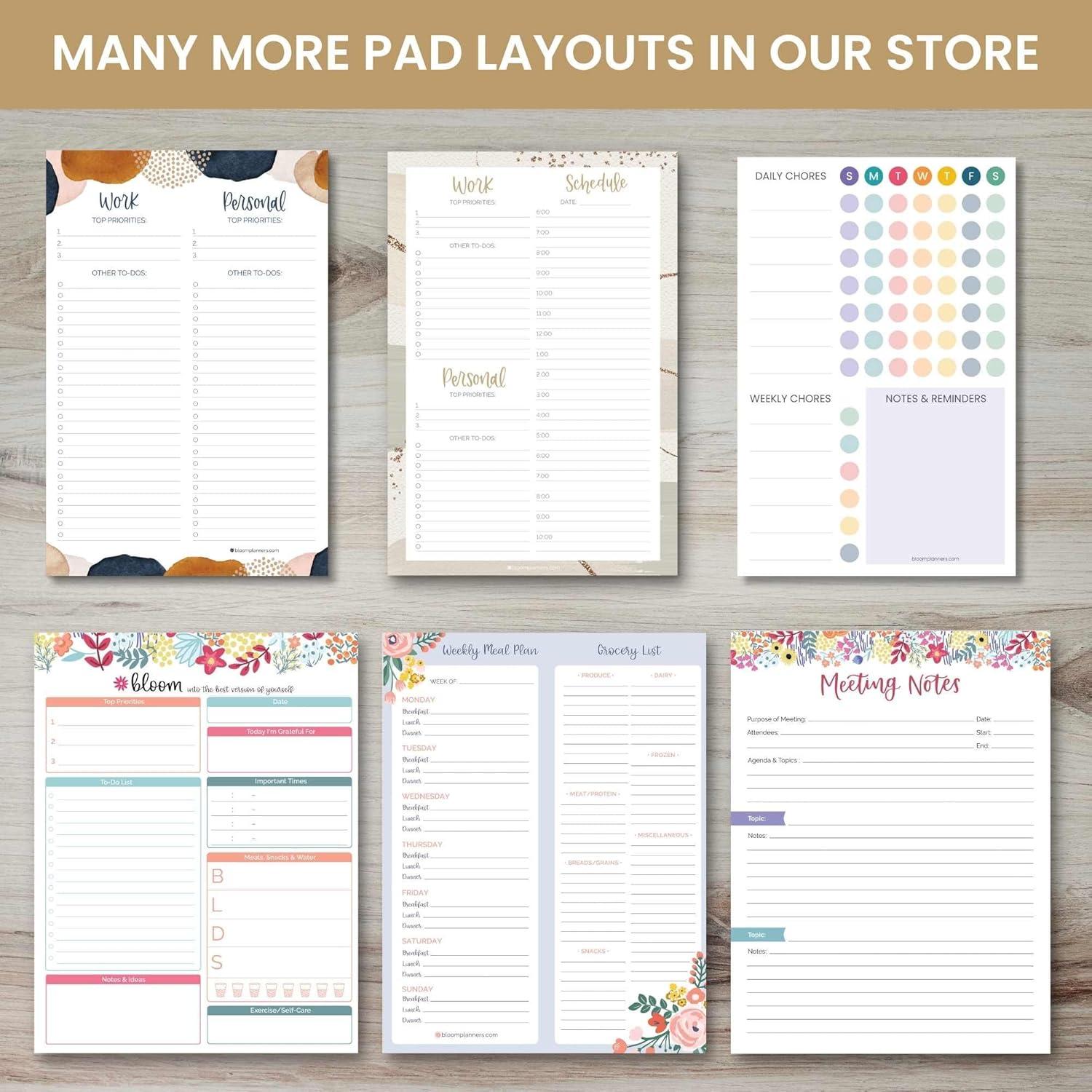 image:imagebloom daily planners Weekly Magnetic Meal Planning Pad for Fridge with TearOff Grocery Shopping List Hanging FoodMenu Organizer Notepad with Magnets 6 x 9 LemonsModern Gold