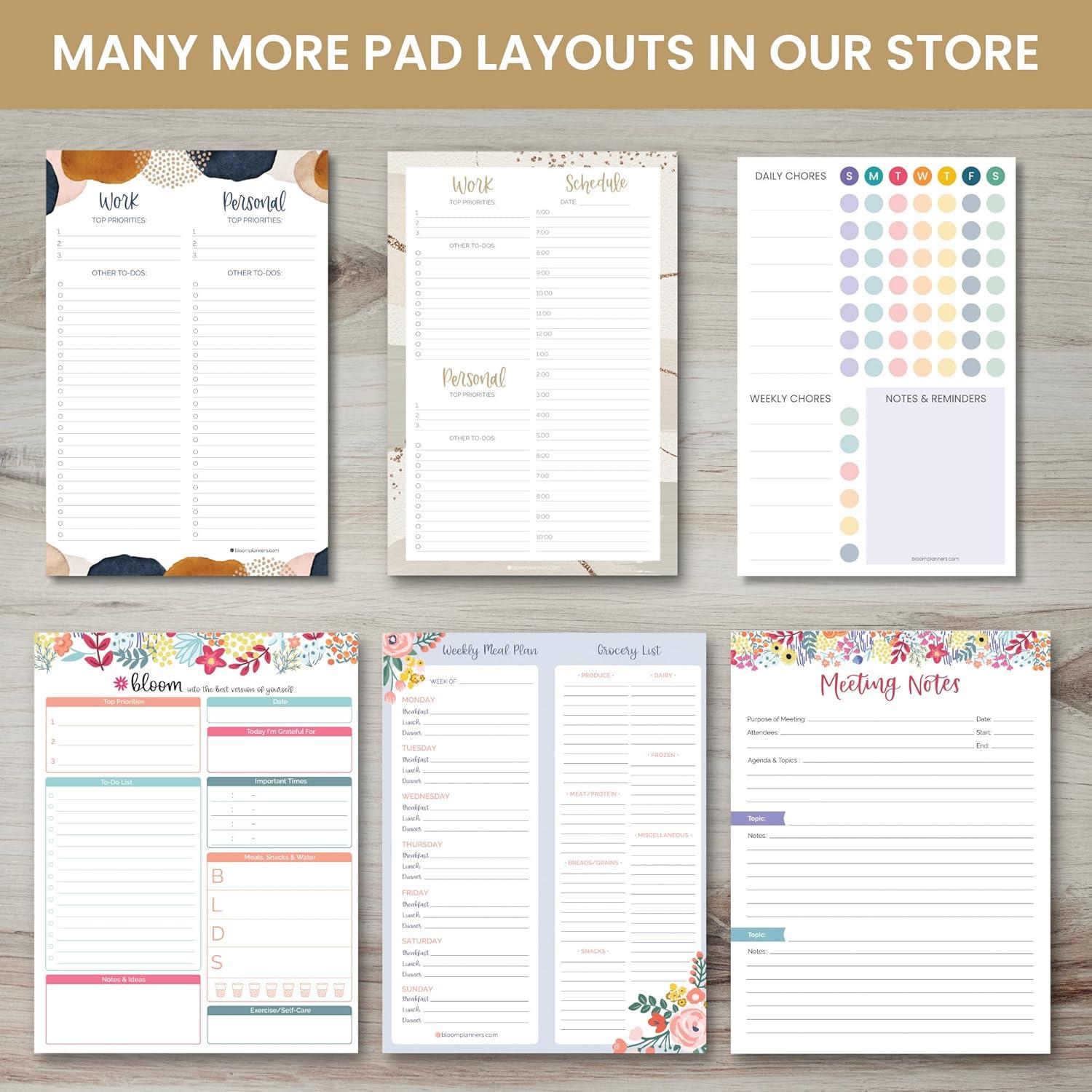 image:imagebloom daily planners Weekly Magnetic Meal Planning Pad for Fridge with TearOff Grocery Shopping List Hanging FoodMenu Organizer Notepad with Magnets 6 x 9 LemonsBlue Lemons