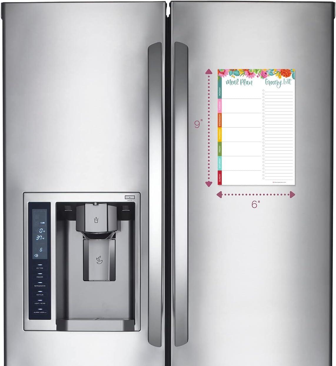 image:imagebloom daily planners Weekly Magnetic Meal Planning Pad for Fridge with TearOff Grocery Shopping List Hanging FoodMenu Organizer Notepad with Magnets 6 x 9 LemonsPink Floral