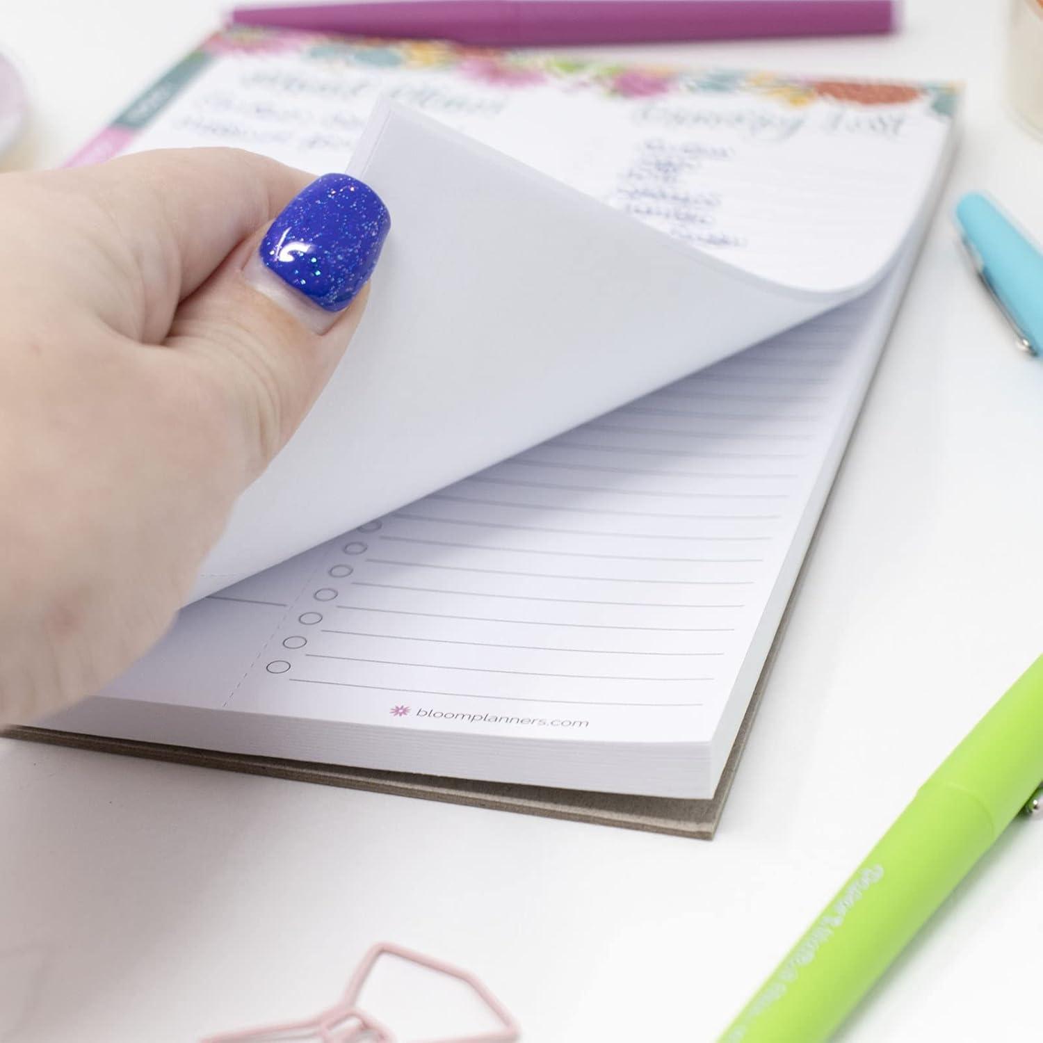image:imagebloom daily planners Weekly Magnetic Meal Planning Pad for Fridge with TearOff Grocery Shopping List Hanging FoodMenu Organizer Notepad with Magnets 6 x 9 LemonsPink Floral