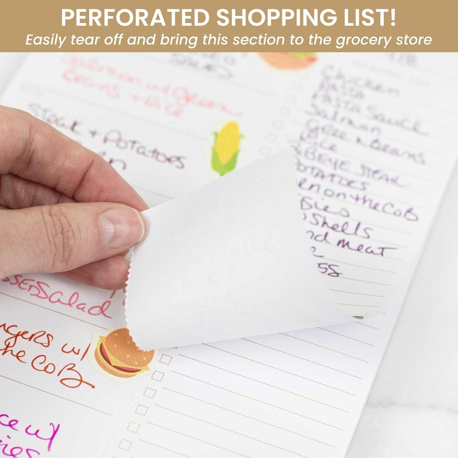 image:imagebloom daily planners Weekly Magnetic Meal Planning Pad for Fridge with TearOff Grocery Shopping List Hanging FoodMenu Organizer Notepad with Magnets 6 x 9 LemonsModern Gold