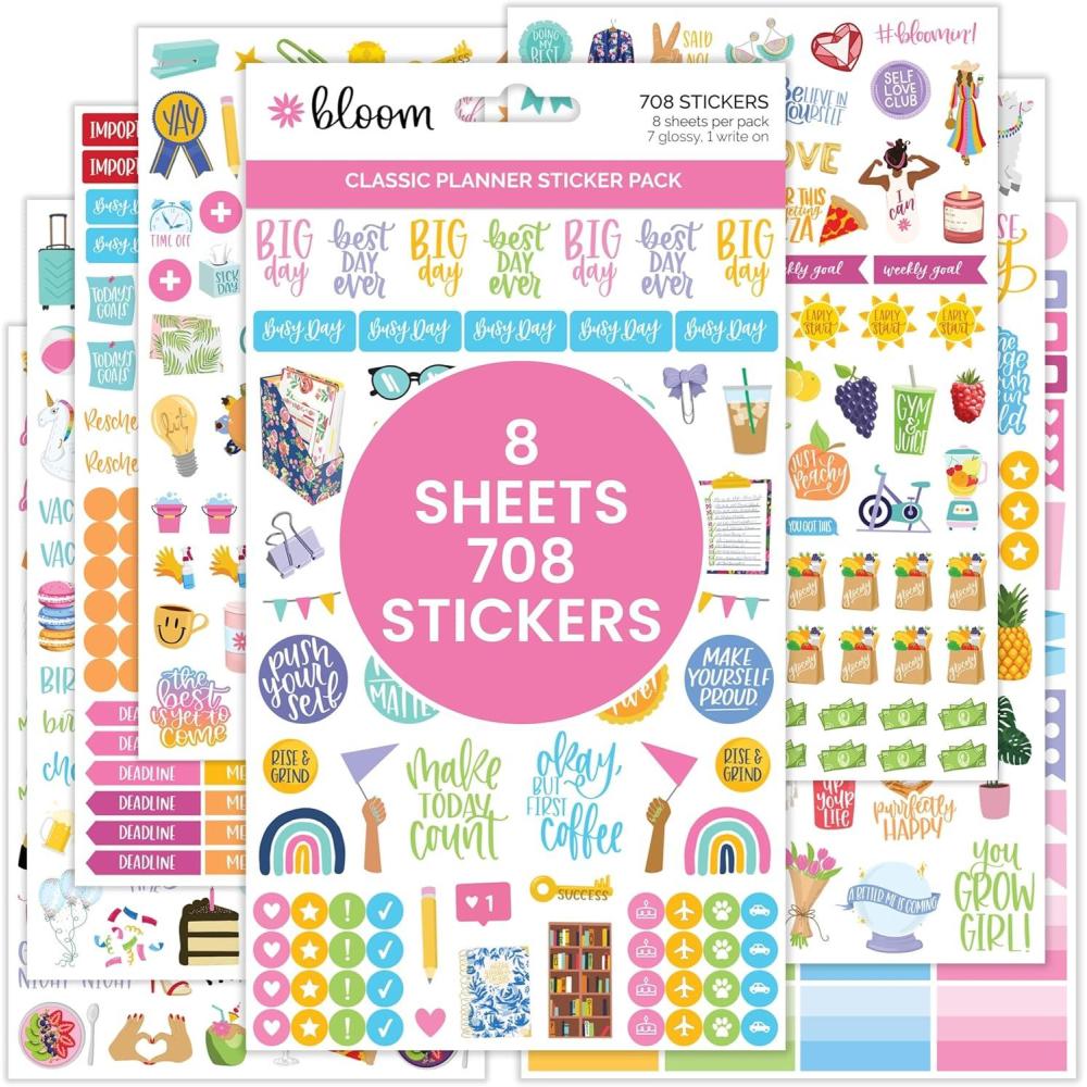 image:imageBloom Daily Planners Productivity Stickers Variety Sticker Pack Six Sticker Sheets Per PackClassic Sticker Pack V3