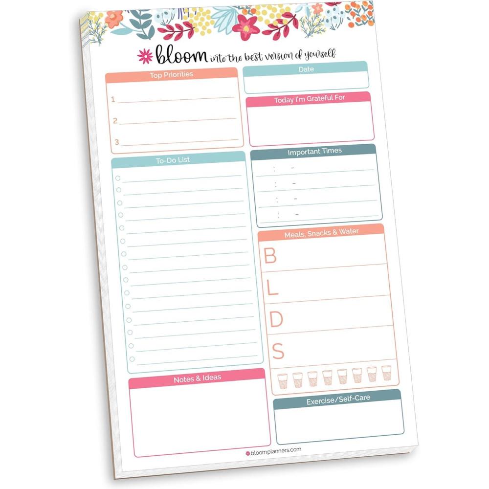 image:imagebloom daily planners Daily Planning System Tear Off toDo Pad Undated Checklist Notepad Organizer with Perforated Sheets 6 x 9 Floral DotsFloral Dots