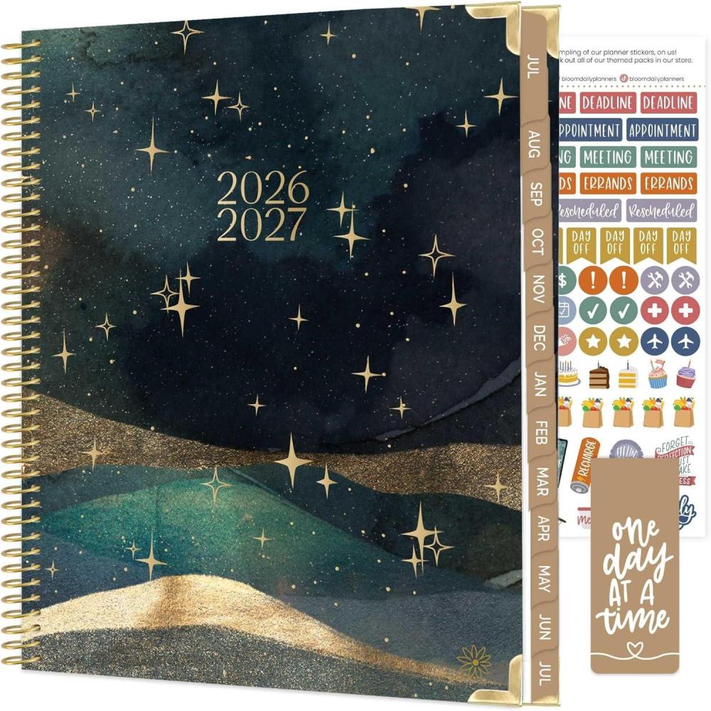image:imagebloom daily planners HARDCOVER Planner 20262027 85 x 11 Academic Year July 2026 July 2027 13 Months Task Goal Planner for Women Monthly amp Weekly Agenda Book Seaside WhimsyCelestial Skies