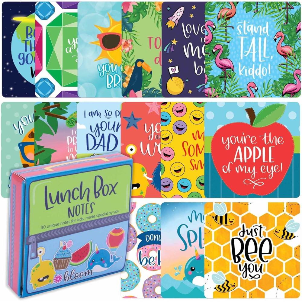 image:imagebloom daily planners Lunch Box Notes for Kids Cute Back to School Lunch Accessories Set of 30 Inspirational Cards for Girls Boys amp Teens 3 x 3 Lunchbox Love Notes Assorted DesignsLunch Box Notes
