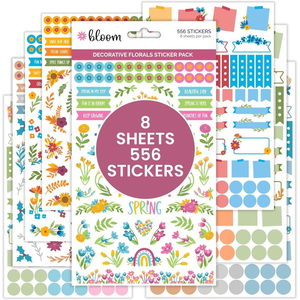 image:imagebloom daily planners New EngagementWedding Planning Stickers Variety Pack 6 Sheets 390 HandDawn Illustrations and Phrases Per PackDecorative Floral Pack