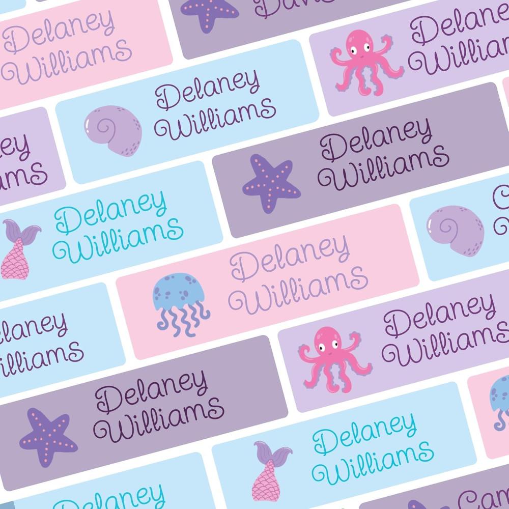 image:imagebloom daily planners Personalized Name Labels for Daycare and School 1 Sheet 30 Stickers Custom Name Stickers for Clothing Tags Water Bottles amp School Supplies Matte Finish BohoOcean