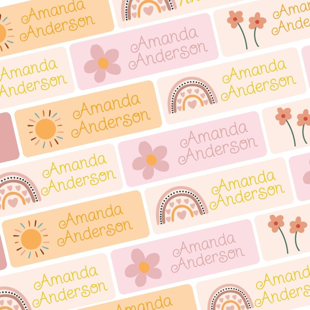 image:imagebloom daily planners Personalized Name Labels for Daycare and School 1 Sheet 30 Stickers  Custom Name Stickers for Clothing Tags Water Bottles amp School Supplies Matte Finish  BohoBoho