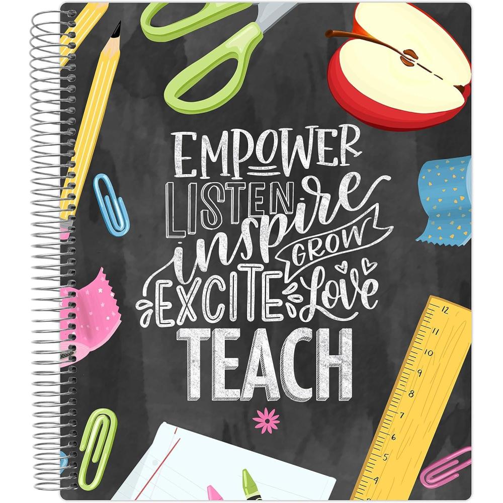 image:imagebloom daily planners Undated Academic Year Teacher Planner amp Calendar 7 Period Lesson Plan Organizer Book with Frosted Protective Cover 9 x 11 ChalkboardChalkboard Frosted Cover