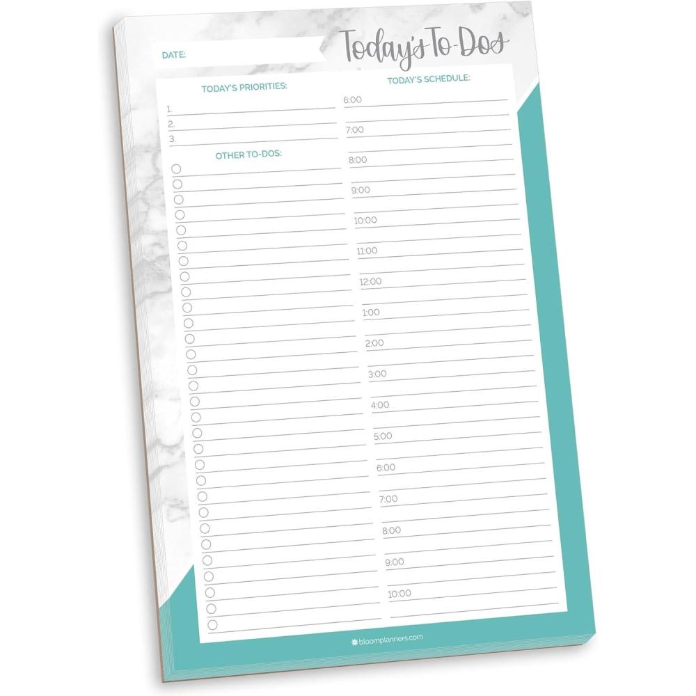 image:imagebloom daily planners Undated Daily Timed toDo List Pad Tear Off Planning Sheets 6 x 9 Color Blocking MarbleColor Blocking Marble