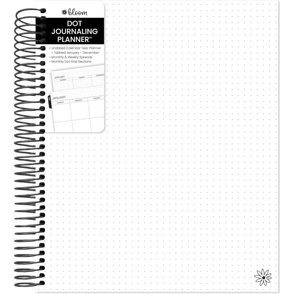 image:imagebloom daily planners Undated Dot Journaling Calendar Planner Essential WeeklyMonthly Grid Style Agenda Book 7 x 9 V2