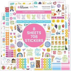 image:imageBloom Daily Planners Productivity Stickers  Variety Sticker Pack  Six Sticker Sheets Per PackClassic Sticker Pack V3