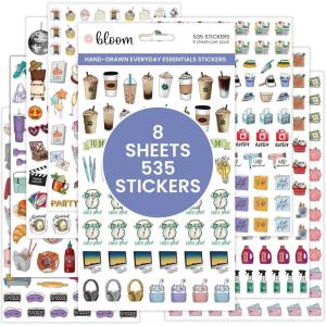 image:imageBloom Daily Planners Productivity Stickers  Variety Sticker Pack  Six Sticker Sheets Per PackEveryday Essentials Sticker Pack