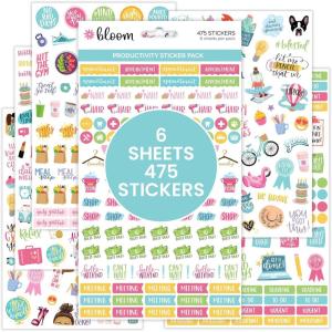 image:imageBloom Daily Planners Productivity Stickers  Variety Sticker Pack  Six Sticker Sheets Per PackProductivity Sticker Pack