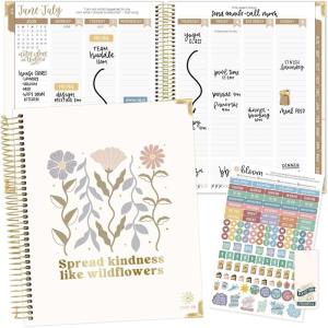image:imagebloom daily planners 20262027 Hardcover Academic Year Goal amp Vision Planner July 2026  July 2027  13 Months Agenda  Monthly amp Weekly Calendar Organizer  75 x 9  Garden Party BeigeSpread Kindness
