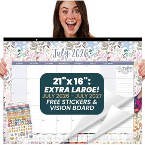 image:imagebloom daily planners Desk Calendar 20262027  Academic Year Large Wall Calendar July 2026  July 2027  21 x 16 Desktop amp Hanging Monthly Planner with Stickers for Home or Office  SeasonalSeasonal
