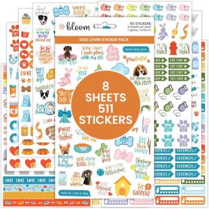 image:imagebloom daily planners Dog Lover Planner Stickers for Pet Care Tracking Calendar Planning Journaling Scrapbooking 8 Sheets 511 Stickers per Pack  Vet Visits Walks Grooming amp Cute Puppy QuotesDog Lover Pack