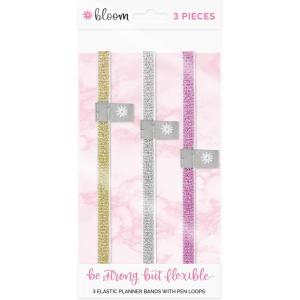 image:imagebloom daily planners Elastic Planner Bands with Pen Holder Loop  Set of 3 Stretchy Closure BandsBookmarks for Planners Journals Notebooks amp More  Gold Pink SilverGold  Silver  Pink