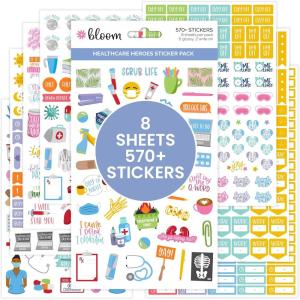 image:imagebloom daily planners Healthcare Heroes Planner Stickers  8 Sheets Per Pack Essential Caregiver amp Frontline Medical Worker Icons for Doctors Nurses Staff  Decorating Planning amp Scrapbooking