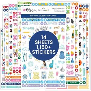 image:imagebloom daily planners Monthly Celebrations Planner Stickers for Calendar Decorating Planning Scrapbooking  Holiday Seasonal amp General Events 14 Sheets 1100 Stickers per PackBright
