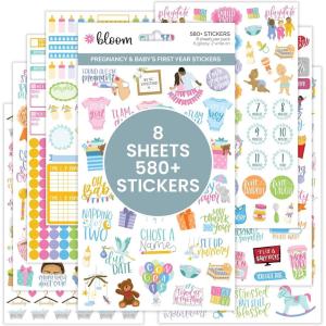 image:imagebloom daily planners New Pregnancy amp Babys First Year Planner Sticker Pack  8 Sheets  580 Stickers  MaternityNewborn Themed Stickers for Decorating Planning Scrapbooking etcPregnancy  Babys First Year Sticker Pack V2