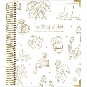 image:imagebloom daily planners New Pregnancy and Babys First Year Calendar Planner amp Keepsake Journal with Stickers  Hardcover Scrapbook Memory Book Organizer  Undated  8 x 10  Green amp PinkAnimals