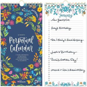 image:imagebloom daily planners Perpetual Hanging Flip Calendar  5 x 10  Monthly Wall Organizer Notepad for Important Dates Birthdays Anniversaries  Seasonal FloralsSeasonal Florals