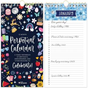 image:imagebloom daily planners Perpetual Hanging Flip Calendar  5 x 10  Monthly Wall Organizer Notepad for Important Dates Birthdays Anniversaries  Seasonal FloralsHoliday Icons