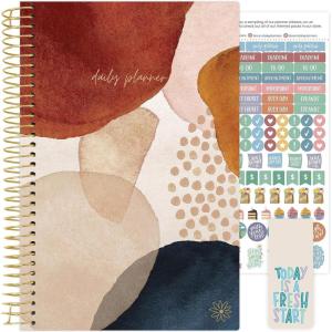 image:imagebloom daily planners UNDATED Weekly amp Monthly Calendar Planner  Start Anytime 55 x 825  Earthy Abstract BlueEarthy Abstract  Blue