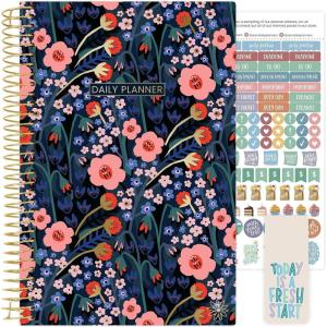 image:imagebloom daily planners UNDATED Weekly amp Monthly Calendar Planner  Start Anytime 55 x 825  Earthy Abstract BluePoppy Meadow  Blue