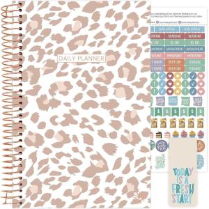 image:imagebloom daily planners UNDATED Weekly amp Monthly Calendar Planner  Start Anytime 55 x 825  Earthy Abstract BlueTan Leopard