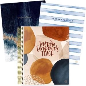 image:imagebloom daily planners Undated Academic Year Teacher Planner amp Calendar  7 Period Lesson Plan Organizer Book with Frosted Protective Cover 9 x 11  ChalkboardNeutral