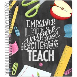 image:imagebloom daily planners Undated Academic Year Teacher Planner amp Calendar  7 Period Lesson Plan Organizer Book with Frosted Protective Cover 9 x 11  ChalkboardChalkboard  Frosted Cover