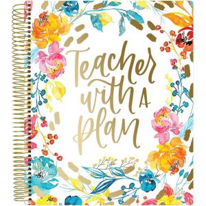 image:imagebloom daily planners Undated Academic Year Teacher Planner amp Calendar  7 Period Lesson Plan Organizer Book with Frosted Protective Cover 9 x 11  ChalkboardTeacher With a Plan