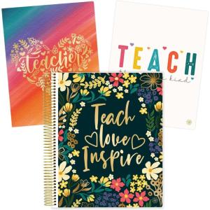 image:imagebloom daily planners Undated Academic Year Teacher Planner amp Calendar  7 Period Lesson Plan Organizer Book with Frosted Protective Cover 9 x 11  ChalkboardBold  Bright