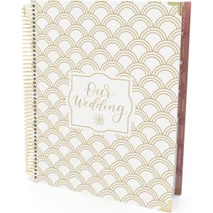 image:imagebloom daily planners Wedding Planner amp OrganizerHardcover Keepsake Journal with Essential Planning Tools  Checklists Vision Boards Tips amp More  9x11 Gold ScallopsGold Scallops