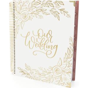 image:imagebloom daily planners Wedding Planner amp OrganizerHardcover Keepsake Journal with Essential Planning Tools  Checklists Vision Boards Tips amp More  9x11 Gold ScallopsGold Floral