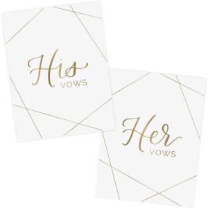 image:imagebloom daily planners Wedding Vow Books  His amp Hers Unlined Keepsake Booklets for Bride and Groom 55 x 43  Set of 2  Gold GeometricGeometric