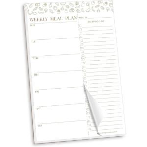 image:imagebloom daily planners Weekly Magnetic Meal Planning Pad for Fridge with TearOff Grocery Shopping List  Hanging FoodMenu Organizer Notepad with Magnets  6 x 9  LemonsModern Gold